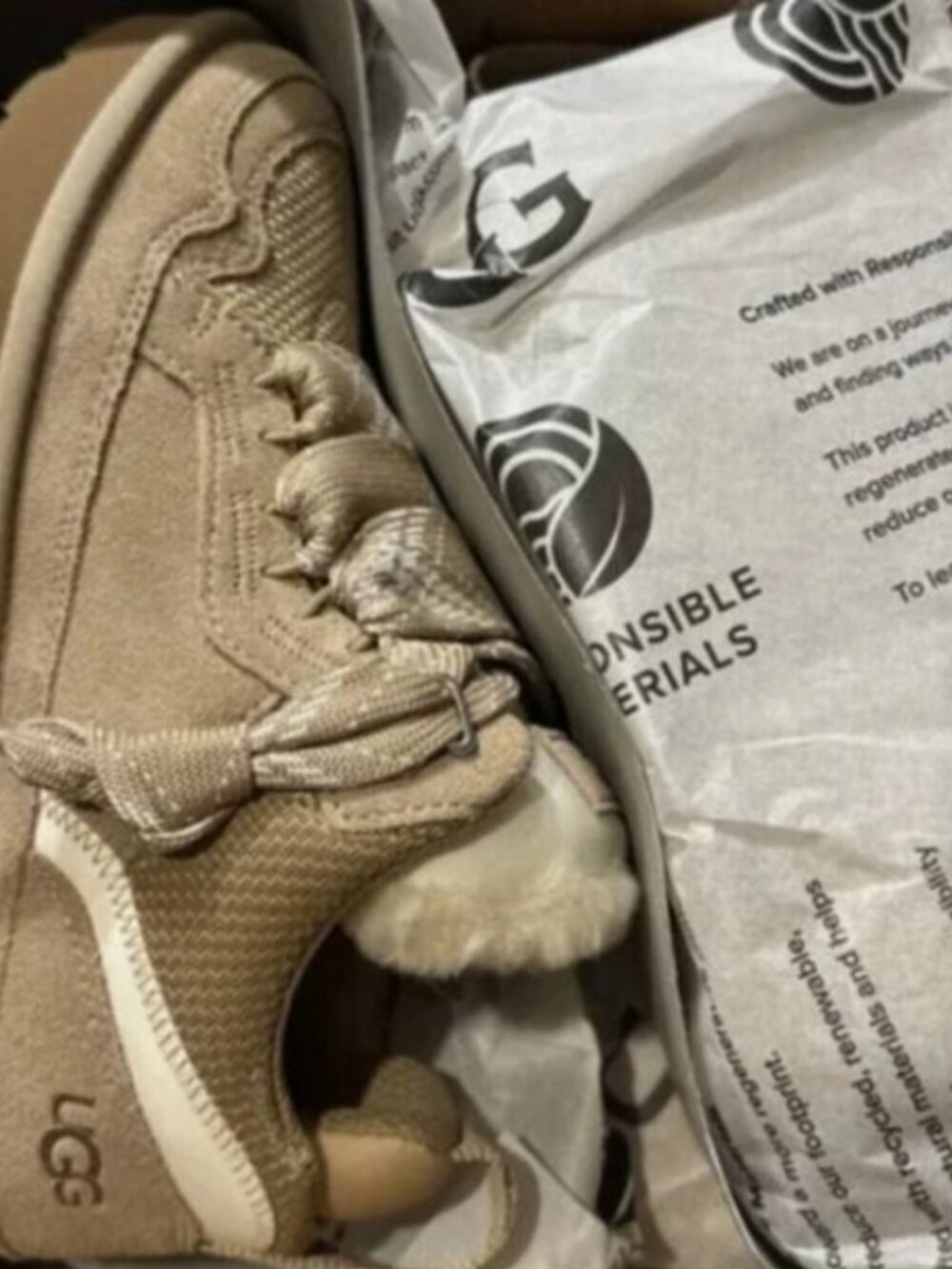 UGG LOWMEL Suede & Canvas Sneakers in Sand
